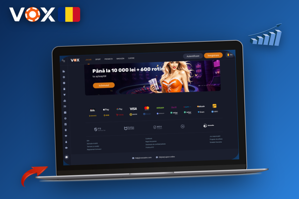 Notificare de actualizare automată în VOX Casino desktop România cu simbol de securitate