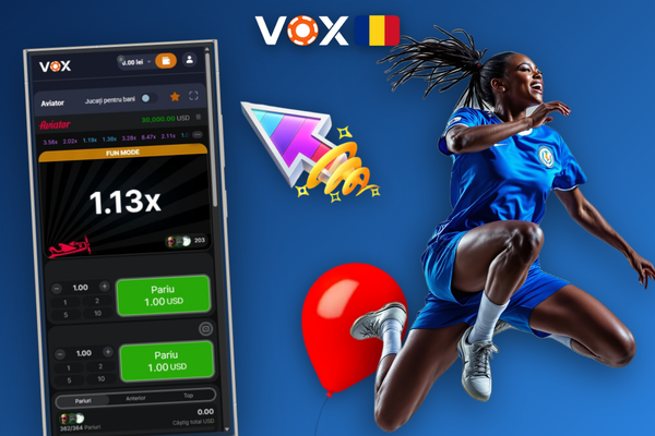 Interfața jocului Aviator la VOX Casino cu multiplicator x3.71 și butoane de cashout vizibile