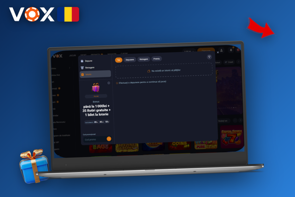 Retragere rapidă în criptomonede la VOX Casino: Bitcoin și Ethereum pe laptop