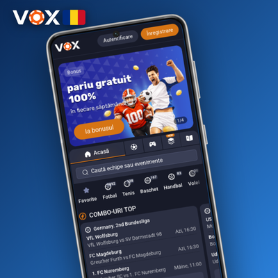 Pariuri sportive pe fotbal și esports cu cote competitive în VOX Casino app
